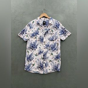 ZGY DENIM Men's Small Printed Button-Front Shirt Tedo Pink Pheasant